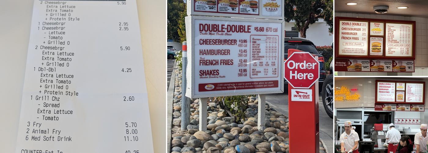 In-N-Out Burger Menu