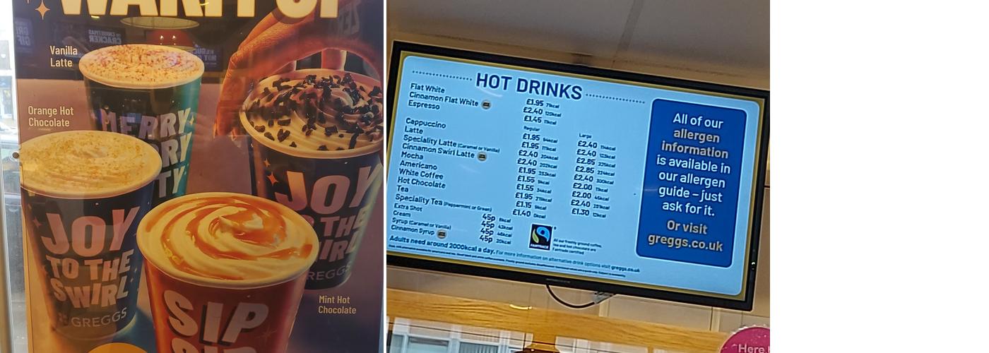 Greggs Menu