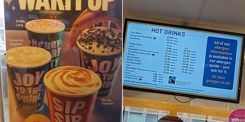 Greggs Menu