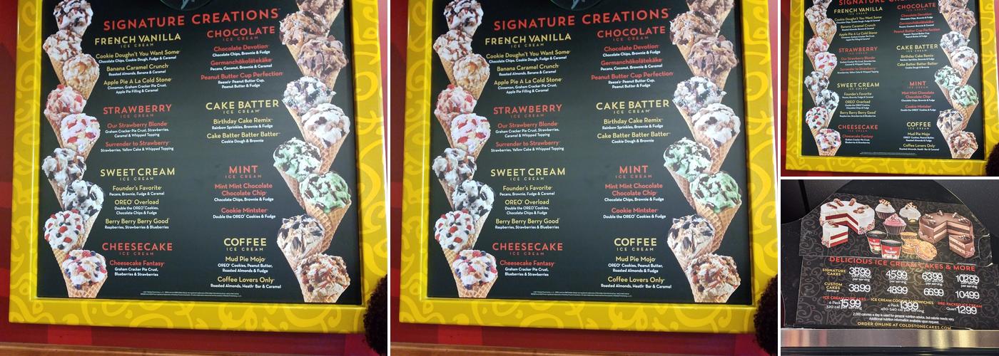 Cold Stone Creamery Menu