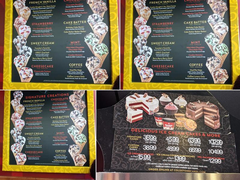 Cold Stone Creamery Menu