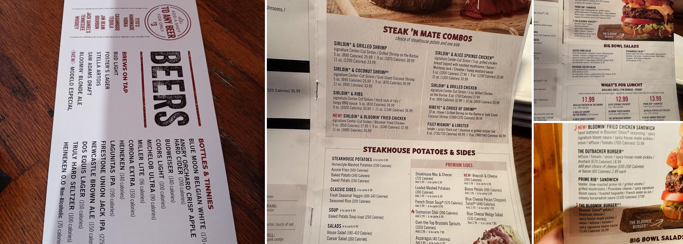 Outback Steakhouse Menu