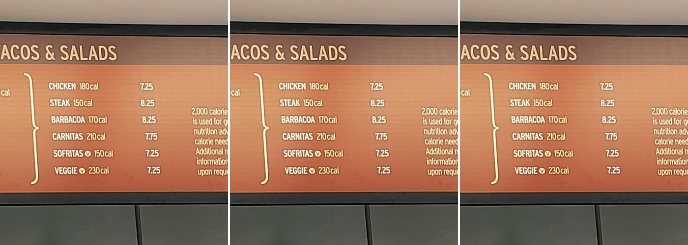 Chipotle Mexican Grill Menu