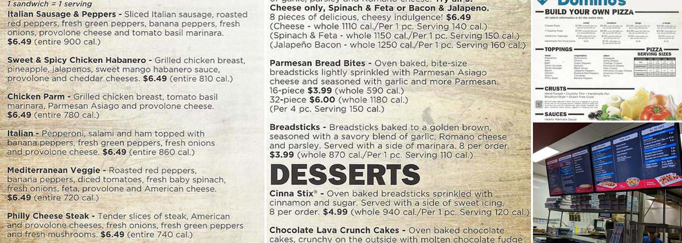 Domino's Pizza Menu