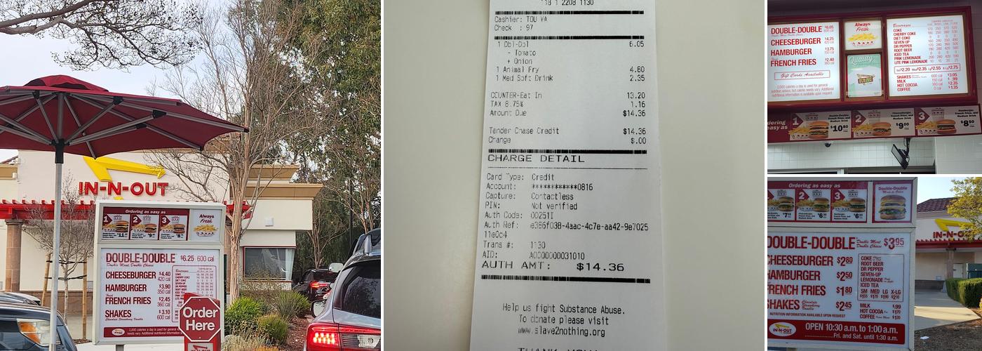 In-N-Out Burger Menu