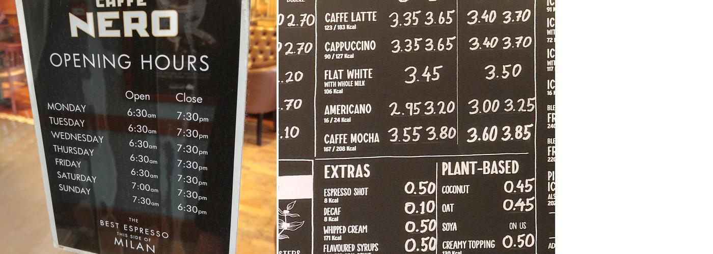 Caffè Nero Menu