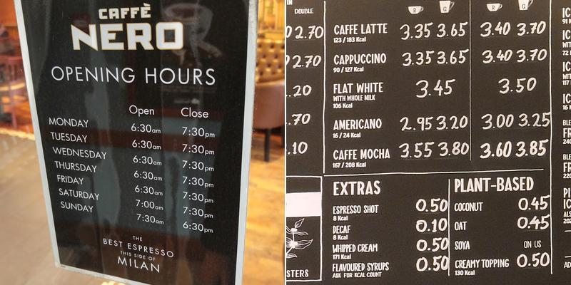 Caffè Nero Menu
