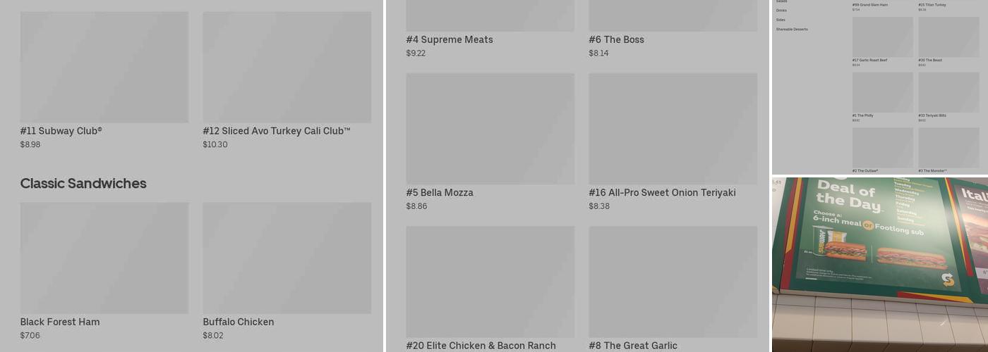 Subway Menu