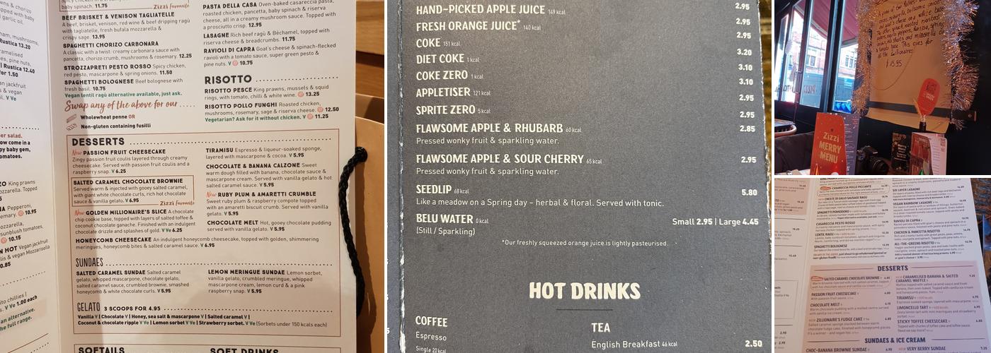 Zizzi - Oxford Menu