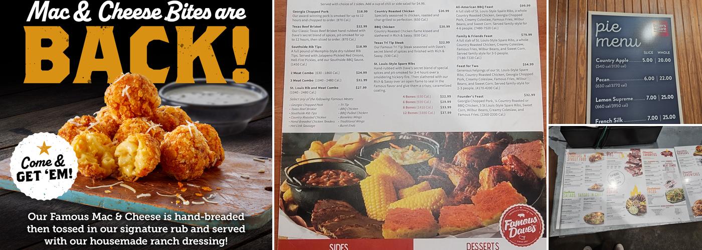 Famous Dave's Bar-B-Que Menu