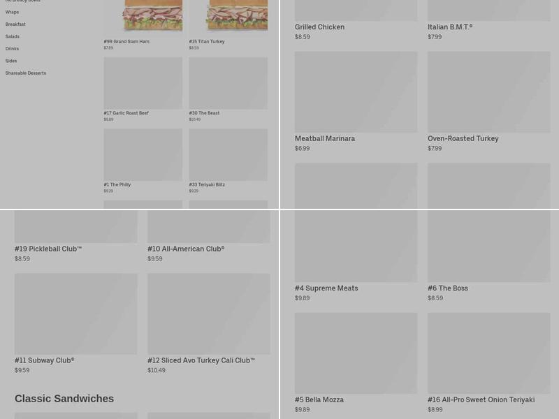 Subway Menu