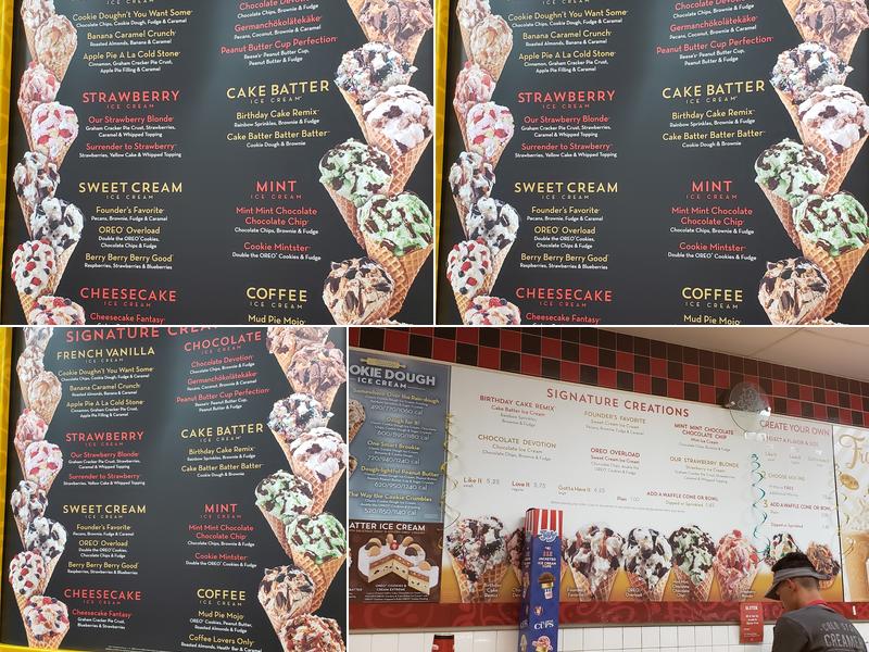 Cold Stone Creamery Menu
