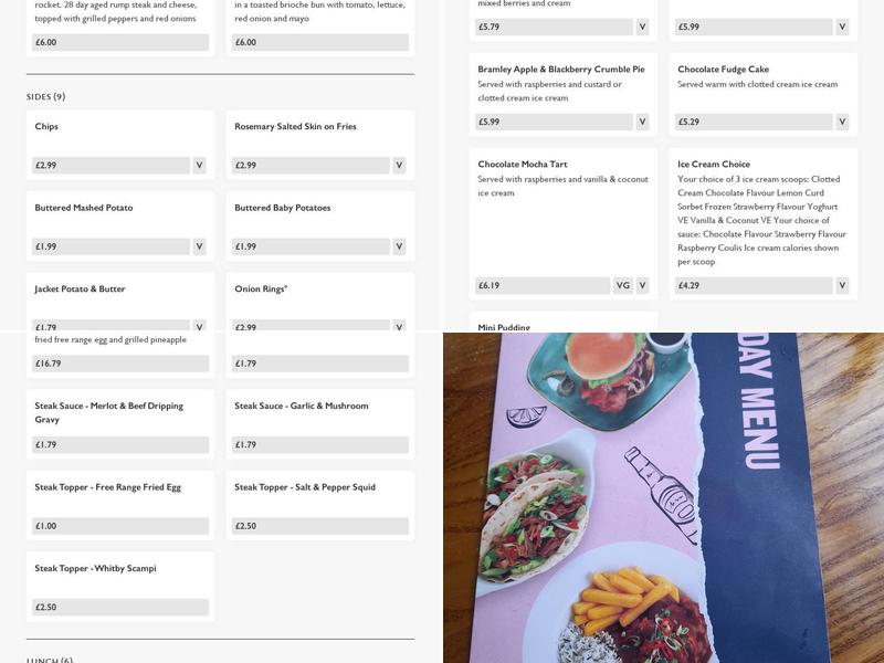 Duke of Monmouth Menu