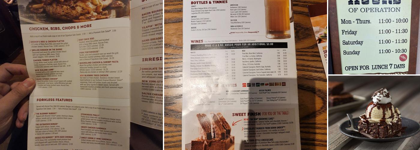 Outback Steakhouse Menu
