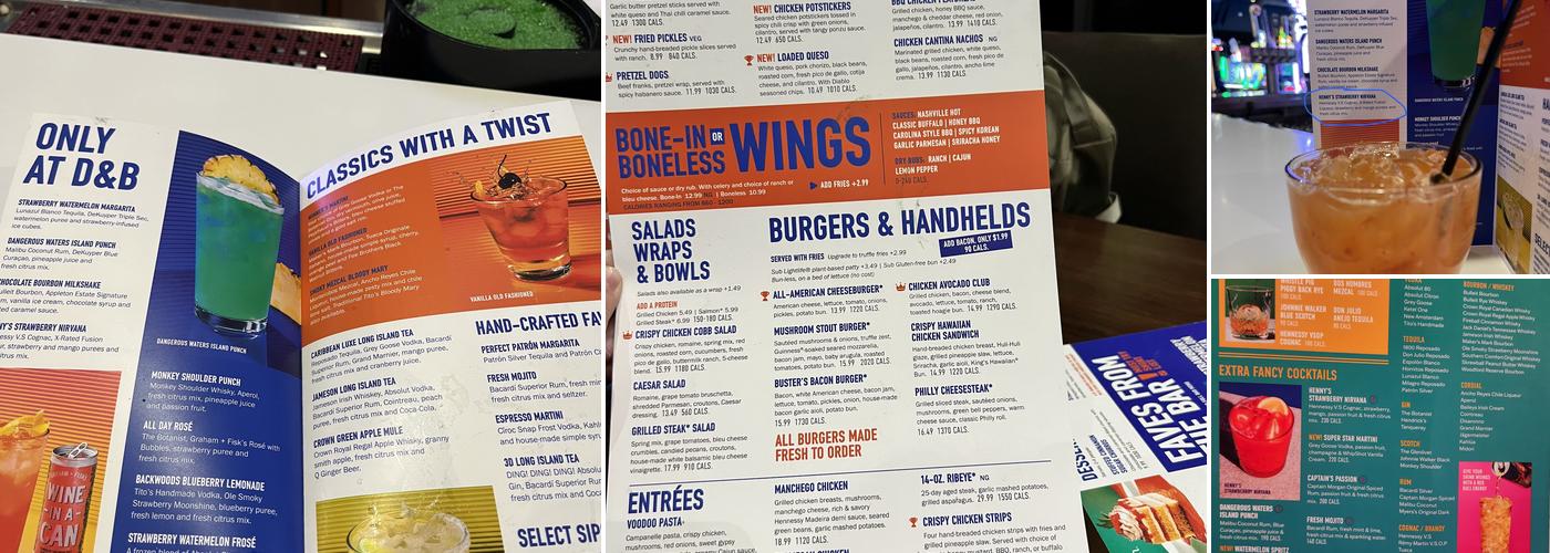 Dave & Buster's Milpitas - San Jose Menu
