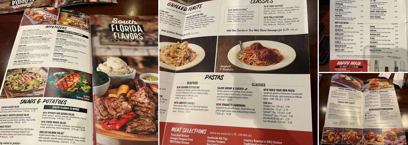 Famous Dave's Doral Menu