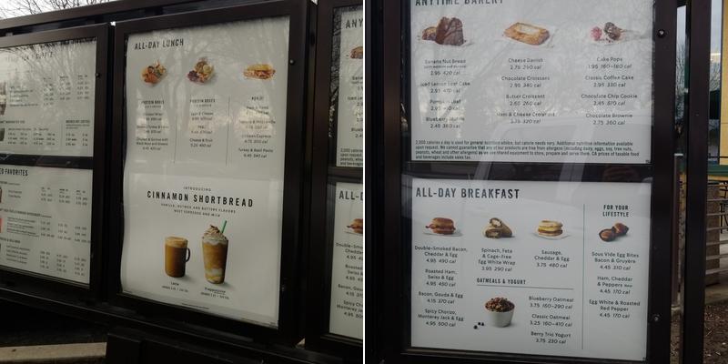 Starbucks Coffee Company Menu