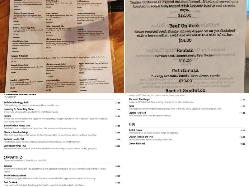 Brewer's Kitchen & Taproom Menu