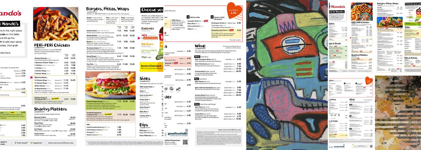 Nando's Bath - Vaults Menu