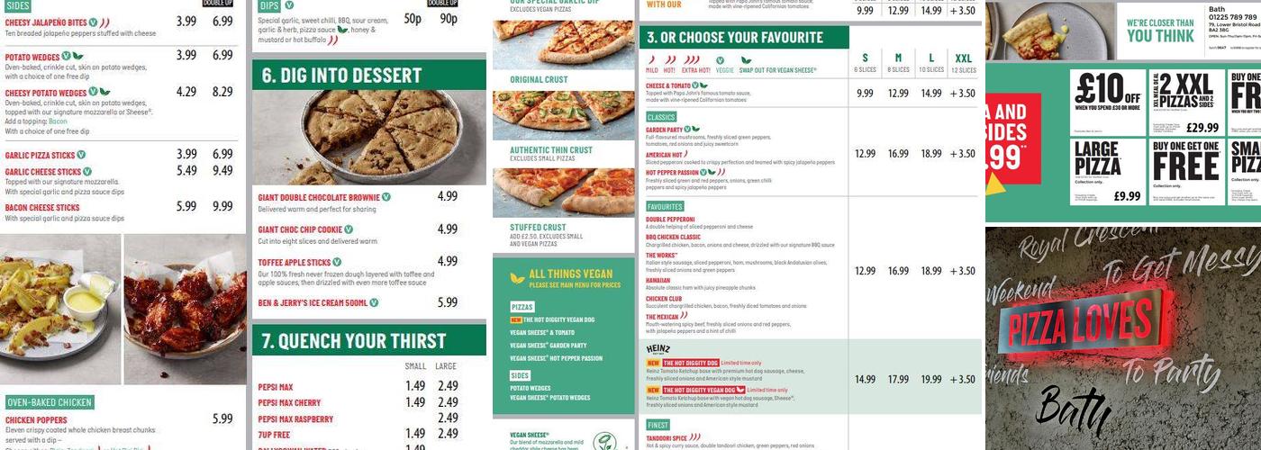 Papa Johns Pizza Menu
