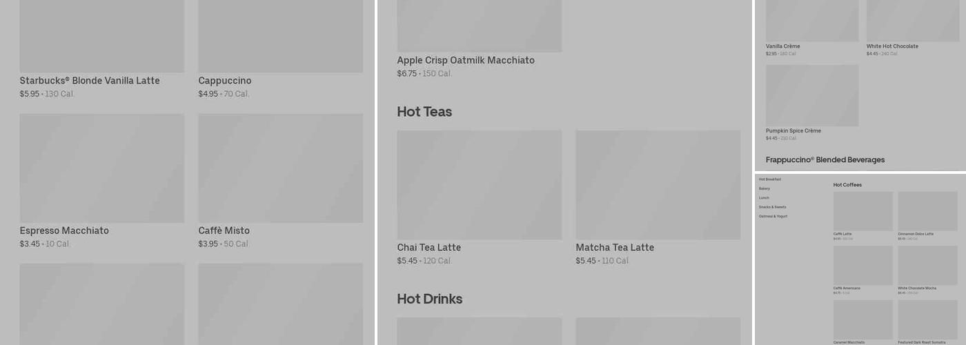 Starbucks Coffee Company Menu