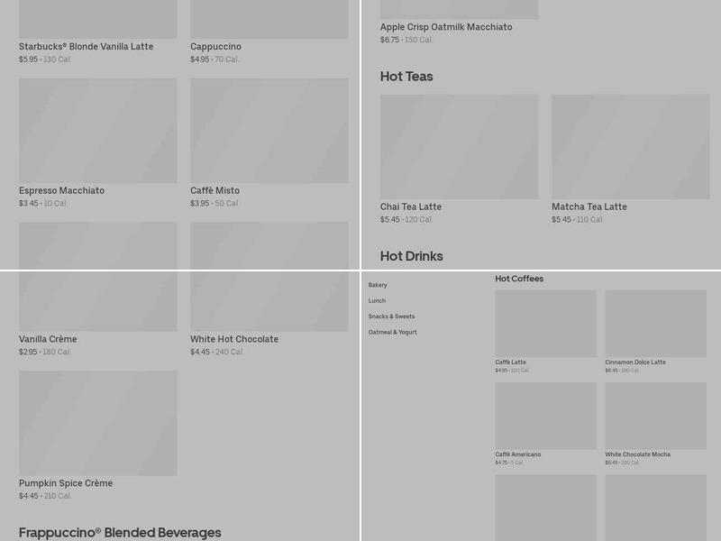 Starbucks Coffee Company Menu