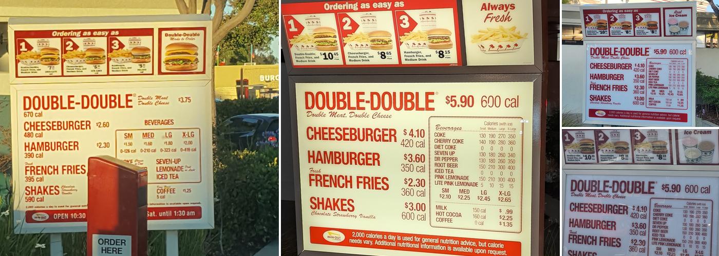 In-N-Out Burger Menu