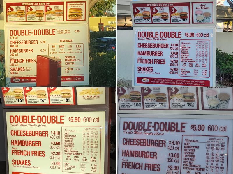 In-N-Out Burger Menu