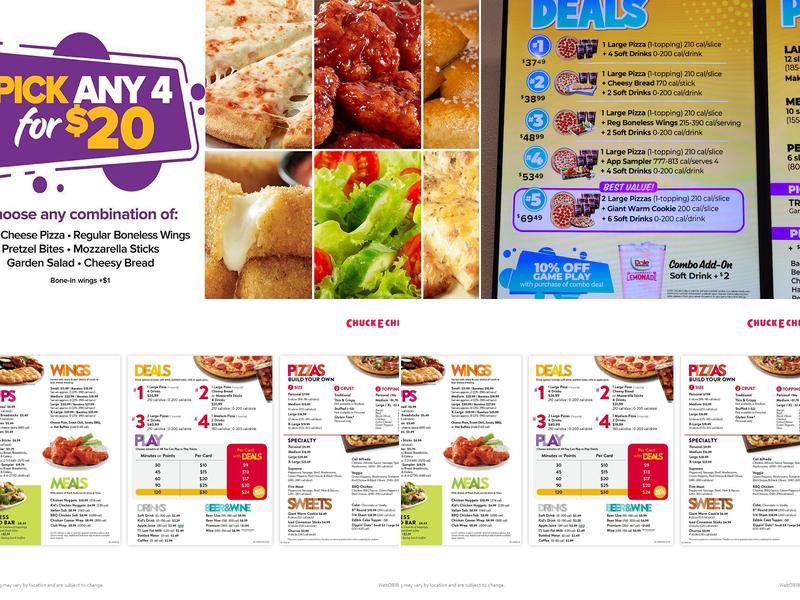 Chuck E. Cheese Menu