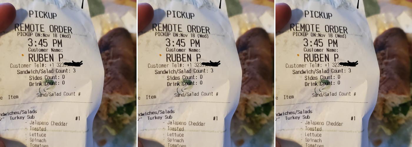 Subway Menu