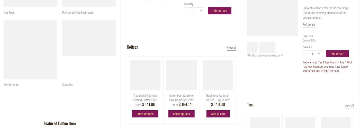 S & D Coffee Inc Menu