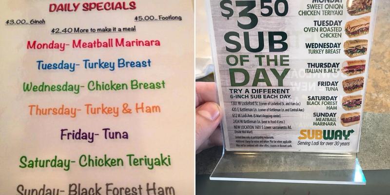 Subway Menu