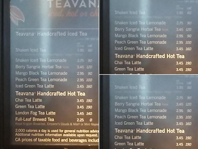 Starbucks Menu