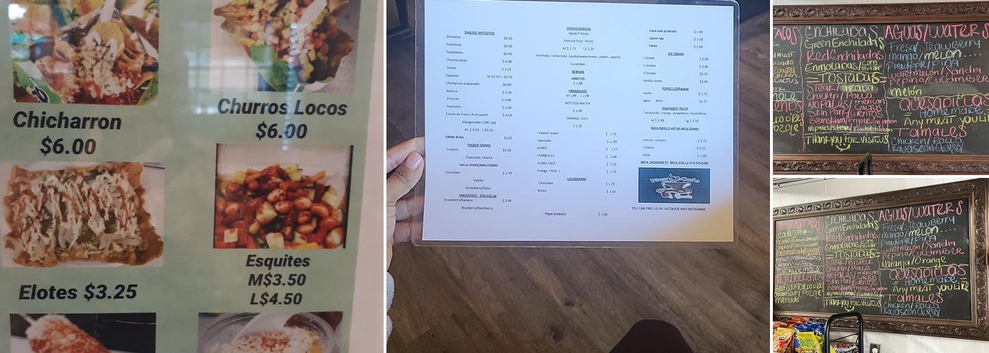 Pina's Cafe & Snacks Menu