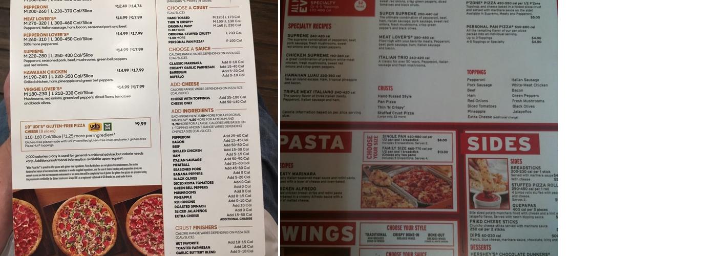 Pizza Hut Express Menu
