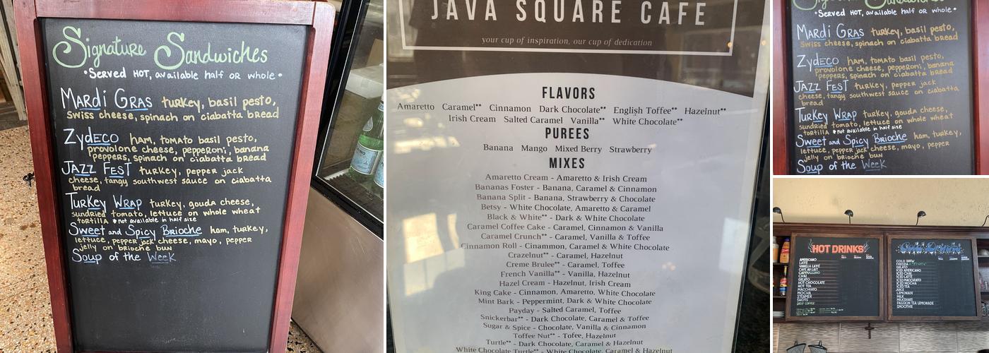 Java Square Cafe Menu
