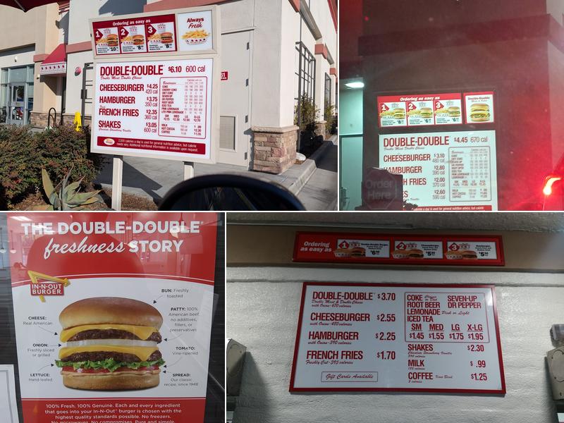 In-N-Out Burger Menu