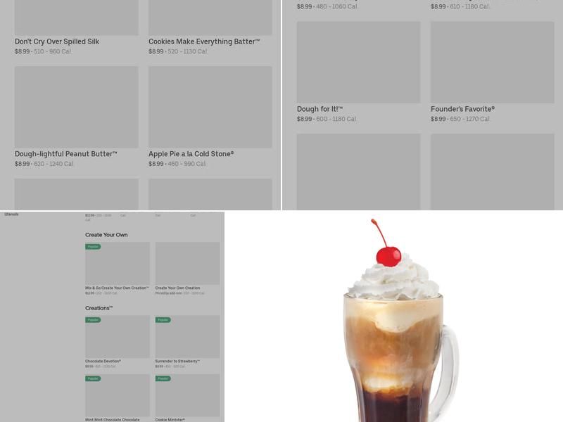 Cold Stone Creamery Menu