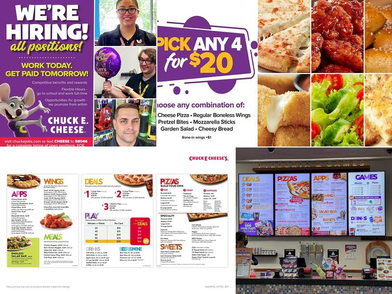 Chuck E. Cheese Menu