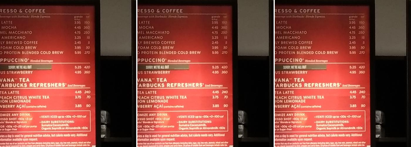 Starbucks Menu