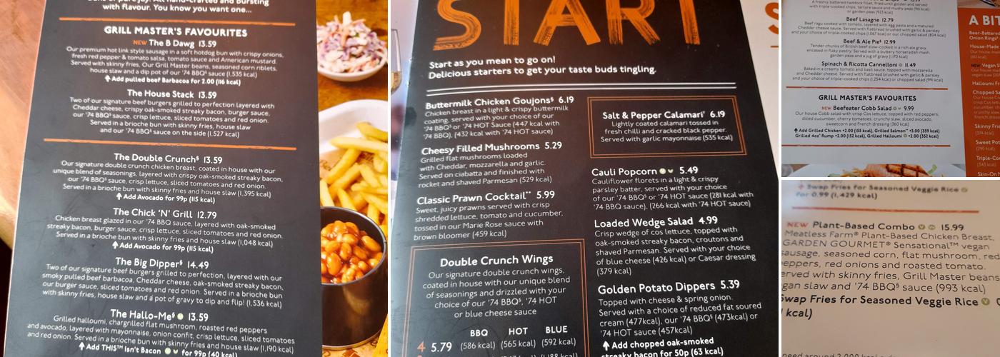 Beefeater White Lodge Menu