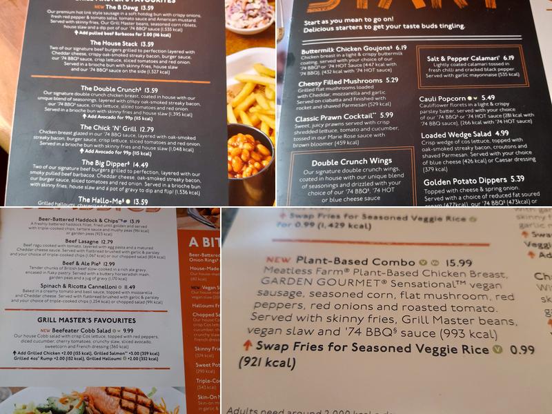 Beefeater White Lodge Menu