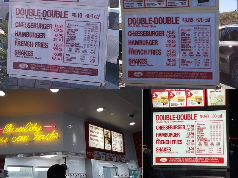 In-N-Out Burger Menu