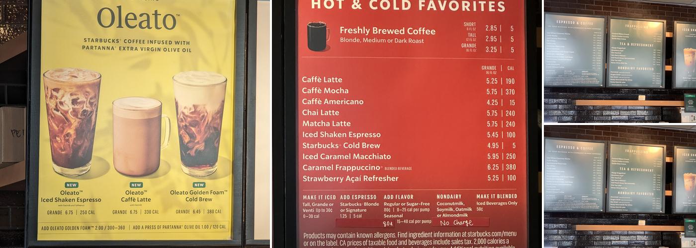 Starbucks Coffee Company Menu