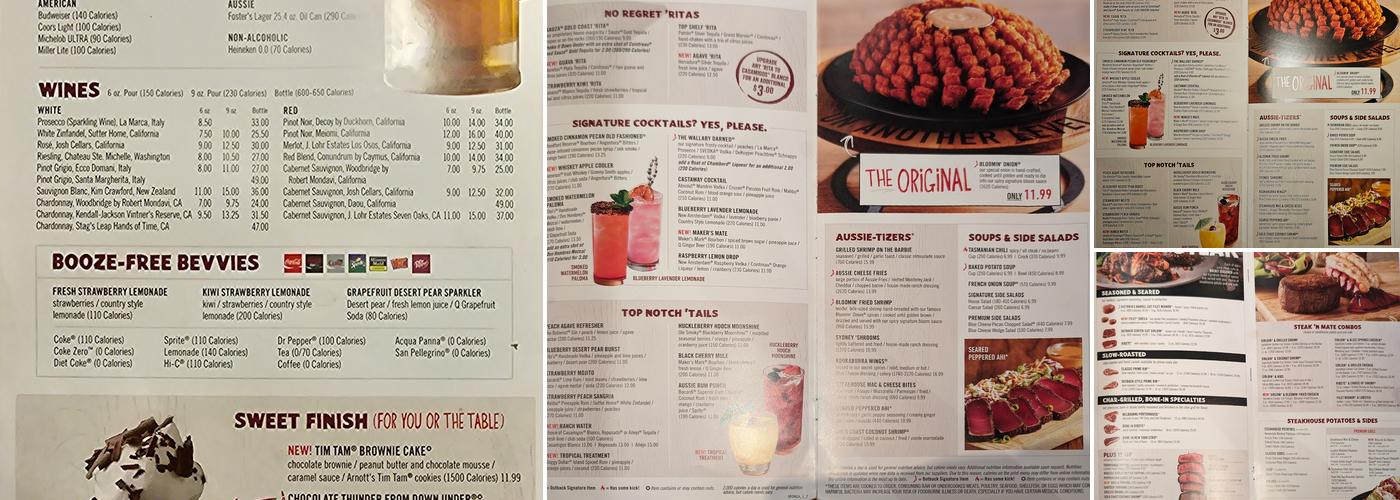 Outback Steakhouse Menu