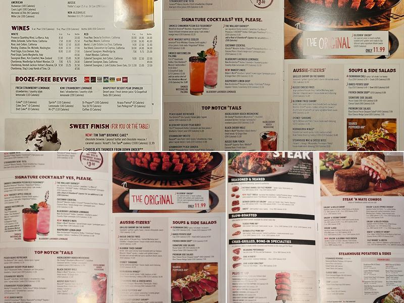 Outback Steakhouse Menu