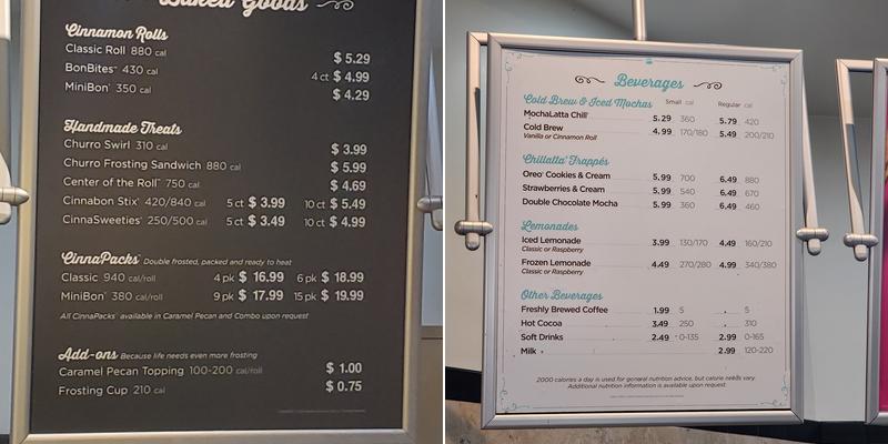 Cinnabon Menu