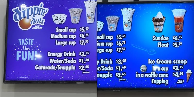 Dippin' Dots Menu