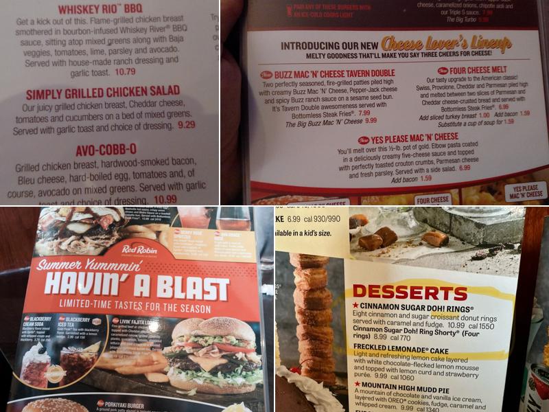 Red Robin Gourmet Burgers and Brews Menu