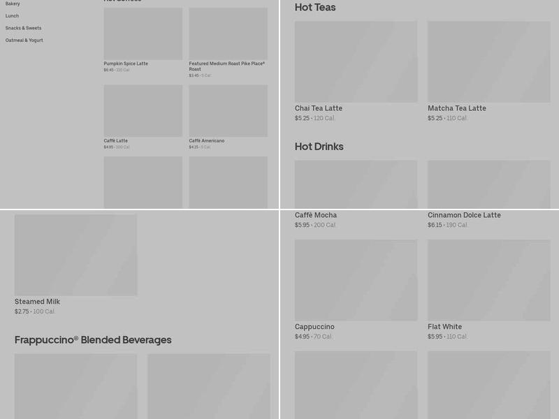 Starbucks Coffee Company Menu